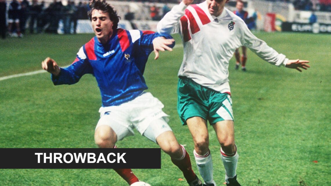 David Ginola playing for France in a 1994 World Cup qualifier against Bulgaria in November 1993.