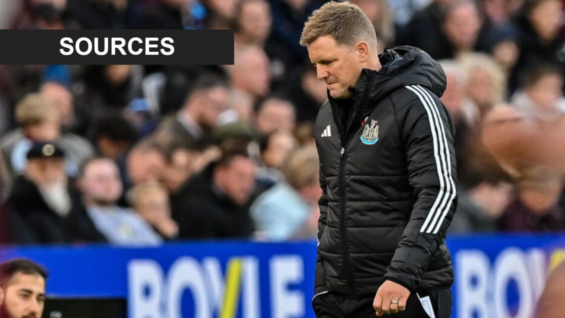 Newcastle United manager Eddie Howe looks frustrated during his side's Premier League game against West Ham.