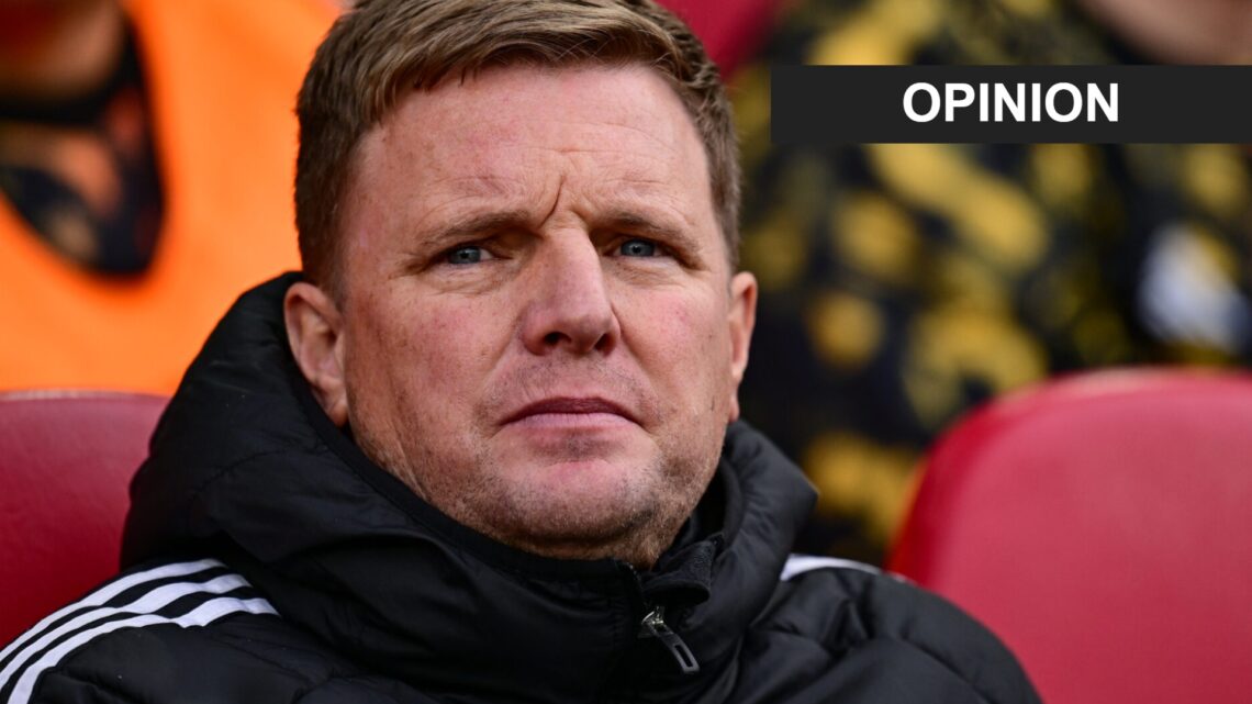 Eddie Howe is seen before Newcastle United's Premier League game against Brentford.
