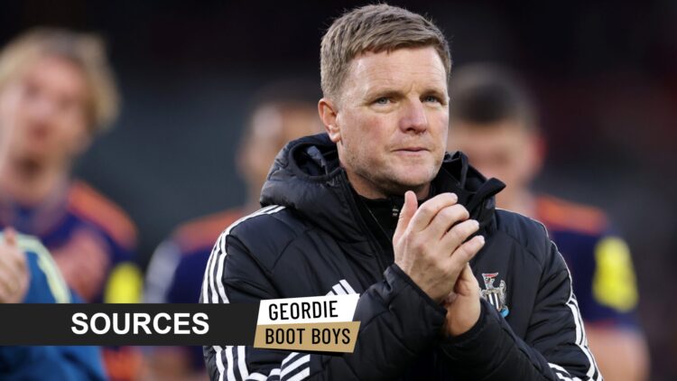 Eddie Howe claps the Newcastle United fans.