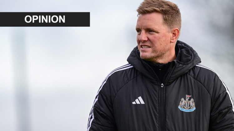 Eddie Howe looks on during a Newcastle United training session.