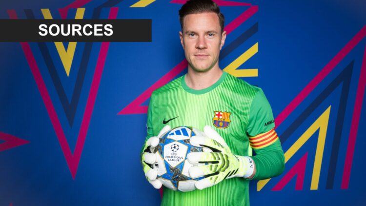 FC Barcelona goalkeeper Marc-Andre ter Stegen poses for a portrait during a Champions League media session.