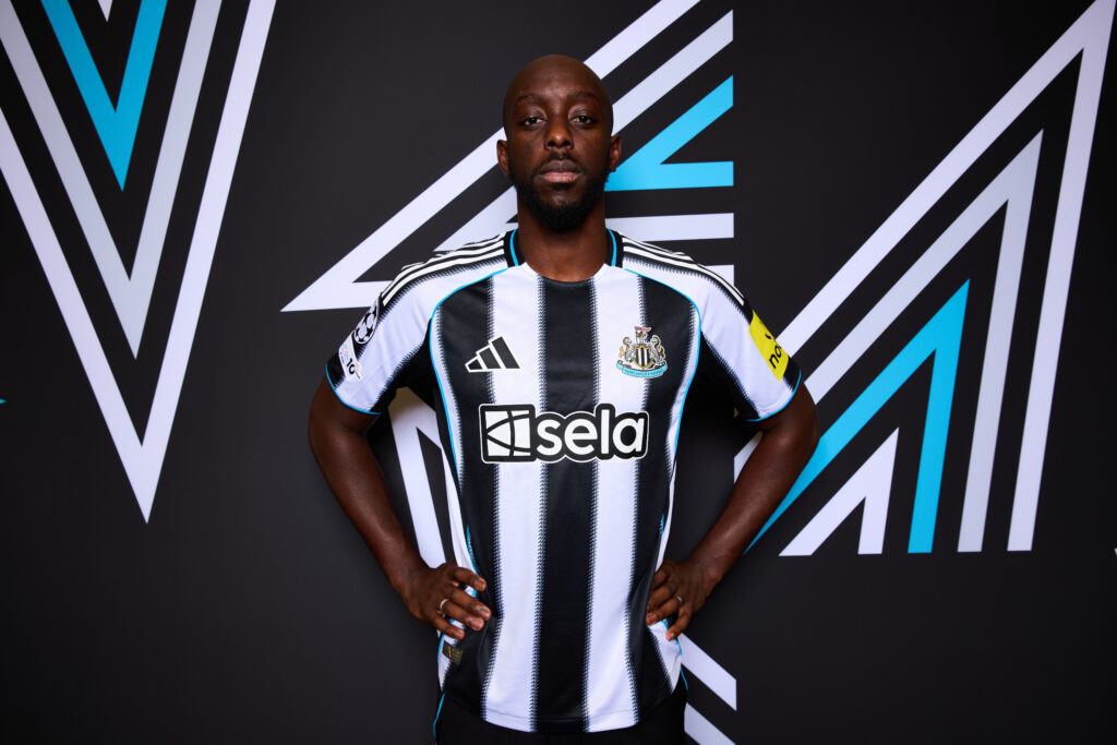 Yoane Wissa poses for Newcastle United's Champions League photocall.