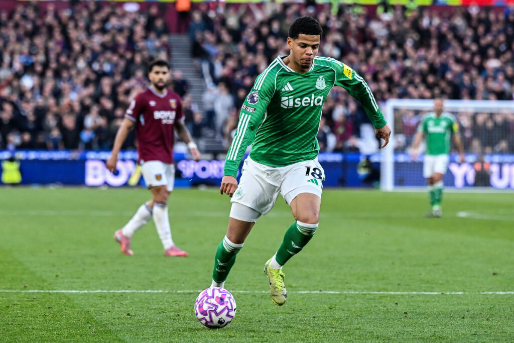 Will Osula in action for Newcastle United against West Ham.