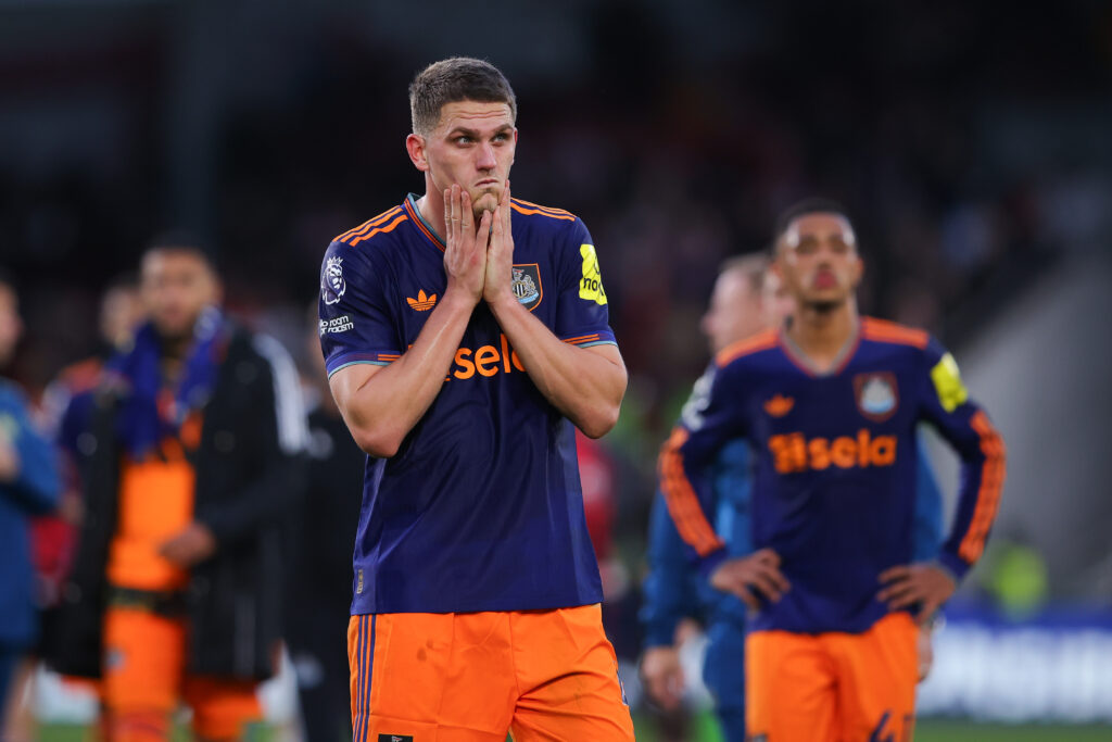 Sven Botman is dejected after Newcastle United's loss to Brentford.