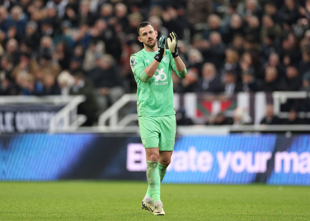 Burnley goalkeeper Martin Dubravka applauds Newcastle United fans.