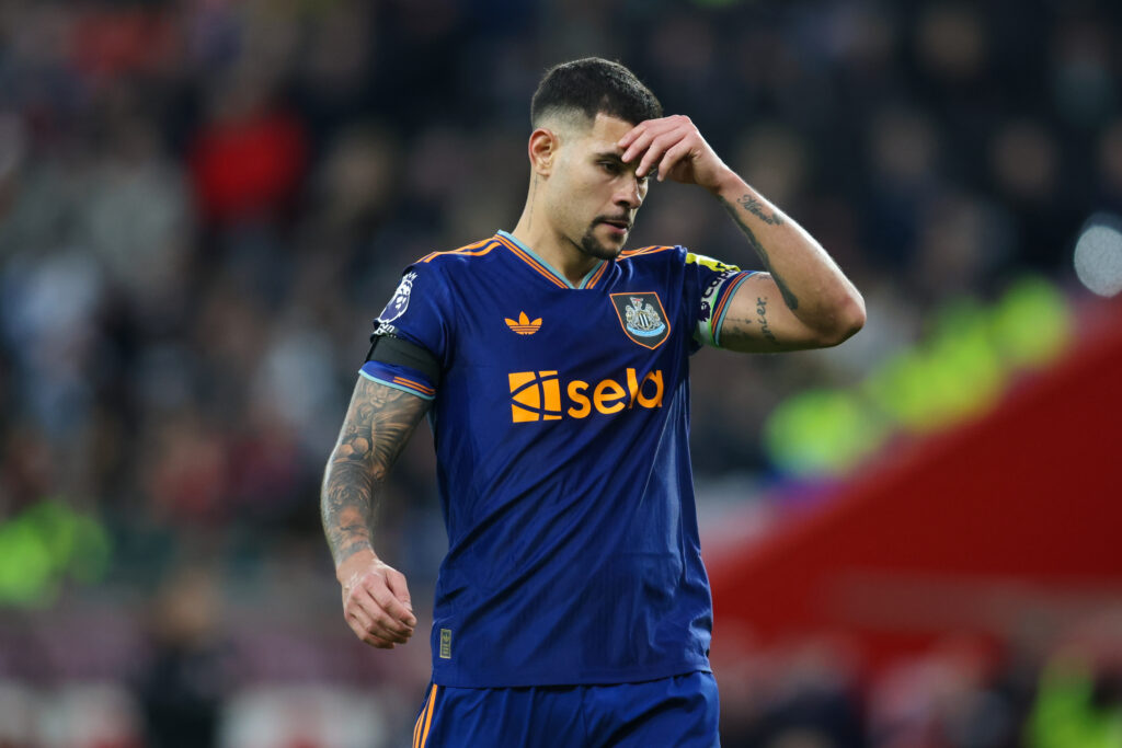 Bruno Guimaraes looks dejected during Sunderland vs Newcastle United.