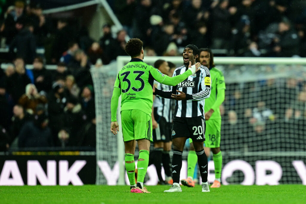Anthony Elanga reacts after Newcastle United's win over Fulham.