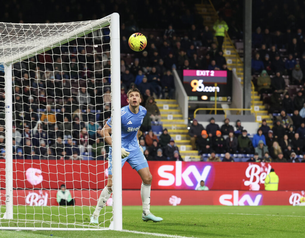 Nick Pope watches on during Burnley vs Newcastle United.