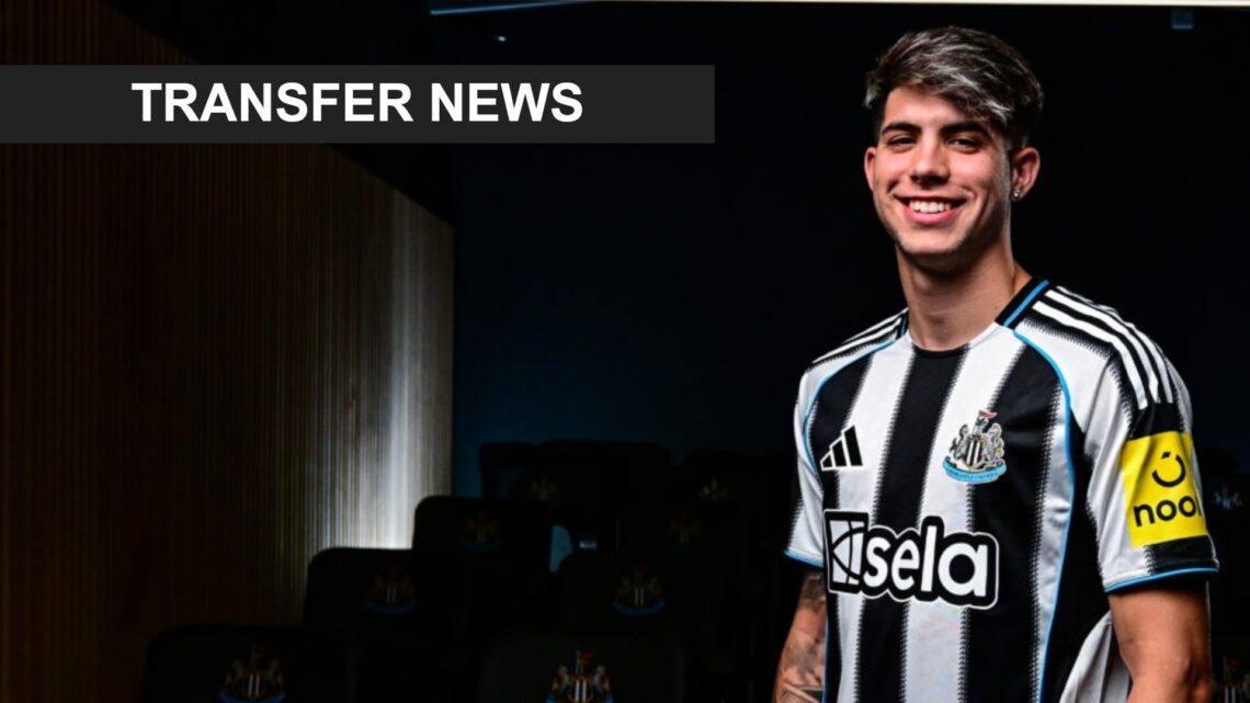 Newcastle United unveil Antonio Cordero as he joins on a free transfer from Malaga. A 'transfer news' banner has been added.