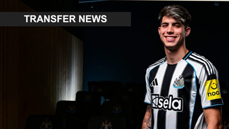 Newcastle United unveil Antonio Cordero as he joins on a free transfer from Malaga. A 'transfer news' banner has been added.