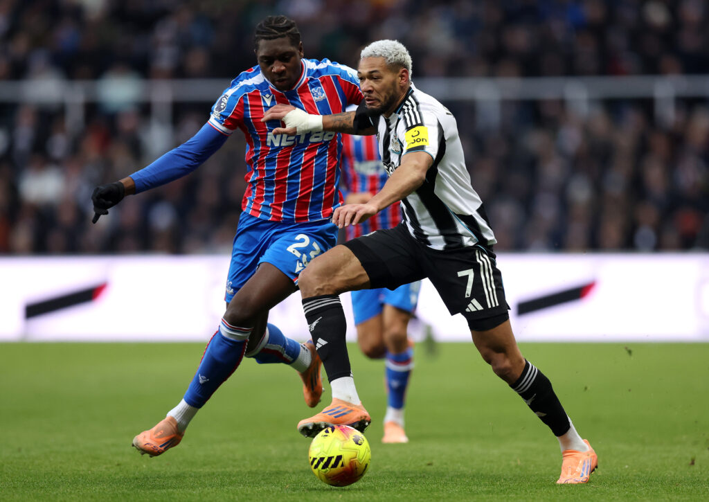 Joelinton in action for Newcastle United against Crystal Palace.