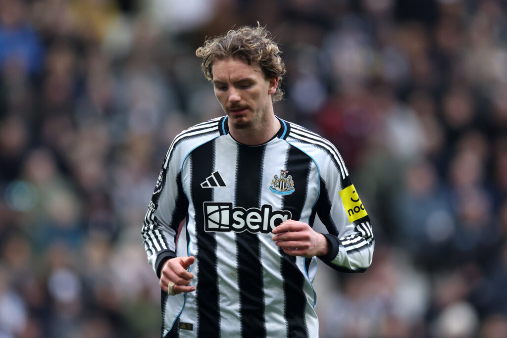 Nick Woltemade during Newcastle United's Premier League game against Everton.