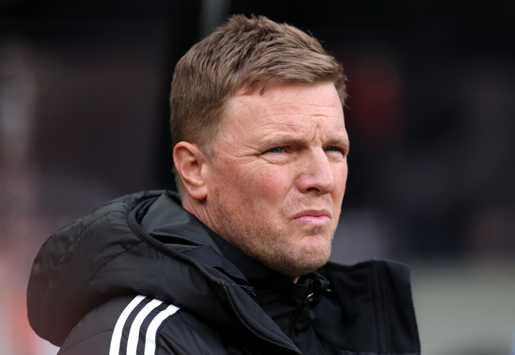 Eddie Howe during Newcastle United's Premier League game against Bournemouth.