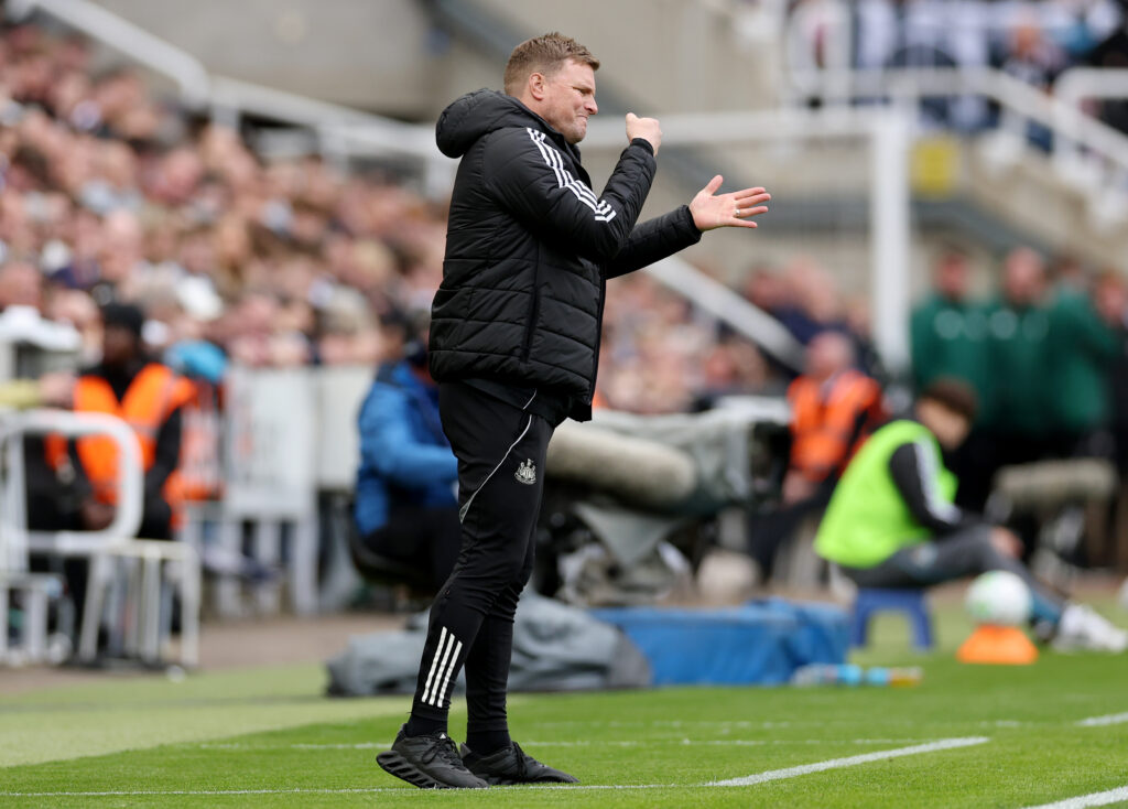 Eddie Howe reacts during Newcastle United's Premier League game against Bournemouth.