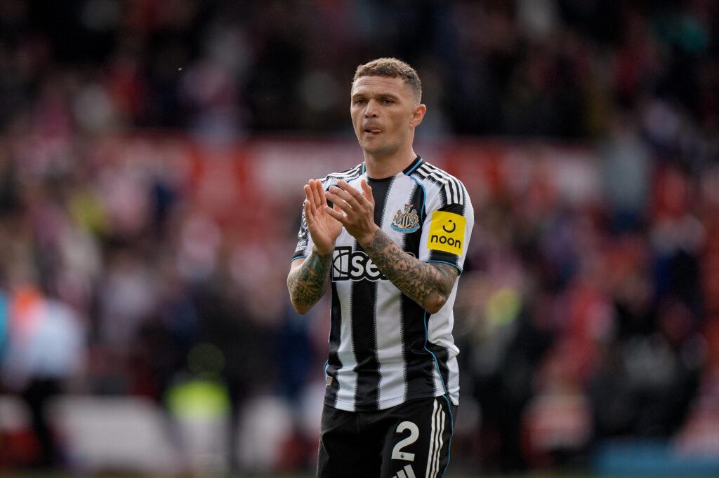 Kieran Trippier applauds the fans after Newcastle United's draw with Nottingham Forest.