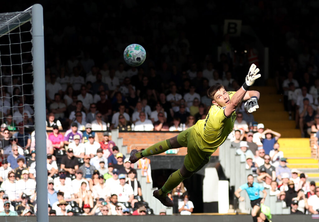 Nick Pope fails to save a shot from Tom Cairney during Fulham vs Newcastle United.